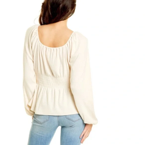 NWT Madewell Plush Square-Neck Smocked Top - Picture 3 of 5